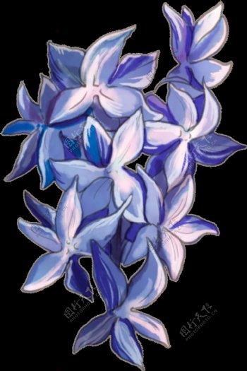 蓝紫色鲜花透明装饰图案