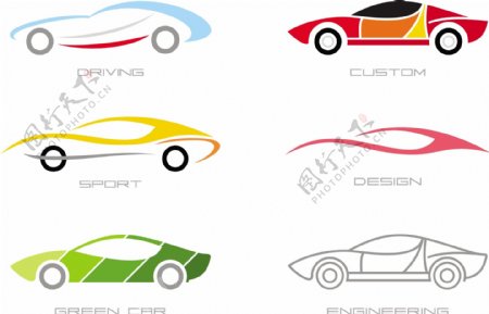 六款彩色时尚跑车标志设计