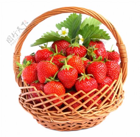 水果草莓竹篮绿色果实食物