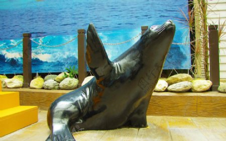 海洋海狮雕塑