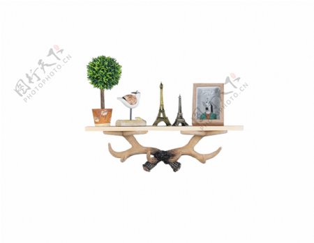 装饰素材木头花盆桌子