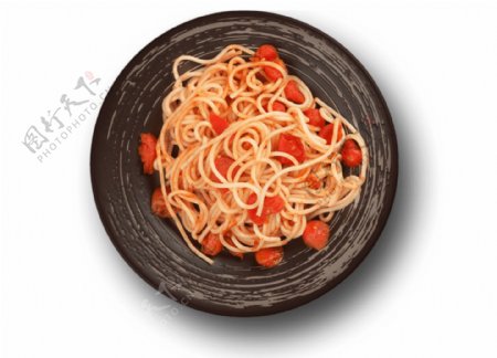 一盘美味的西红柿面条意大利面食物