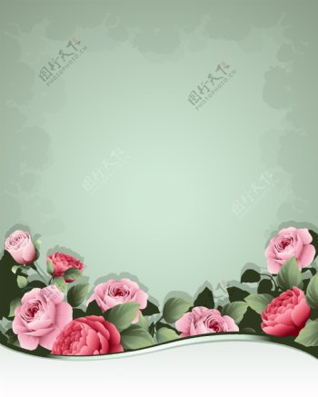 粉色花朵背景鲜花边框素材