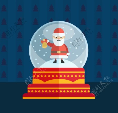 手绘圣诞老人和雪球