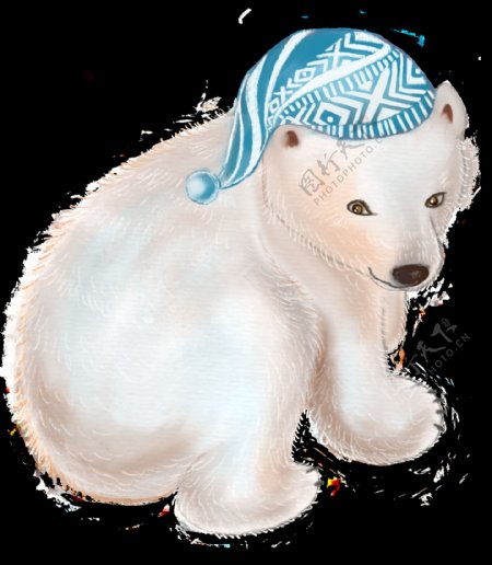 带帽子北极熊卡通透明素材