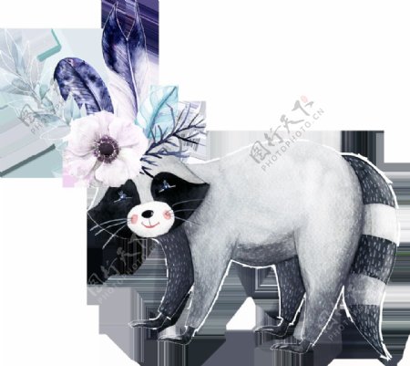 手绘动物植物卡通水彩精美透明素材