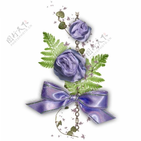 紫色蝴蝶结花朵png元素素材