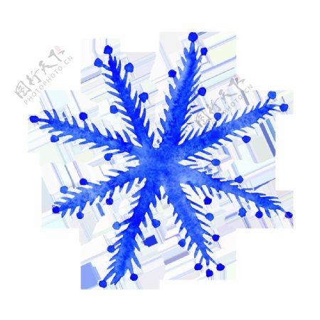 蓝色手绘雪花圣诞节透明素材