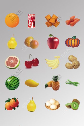 一组水果蔬菜食物写实图