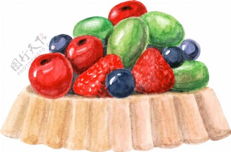 水彩绘美食的水果插画