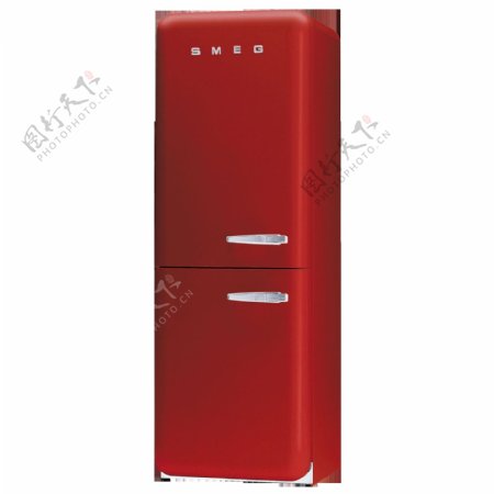 漂亮红色冰箱免抠png透明图层素材