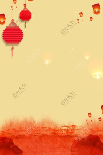 中国风大红色喜庆意境海报年会背景
