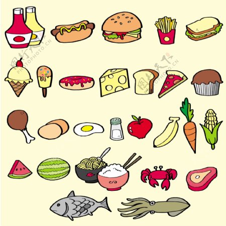 食物图案图标矢量素材