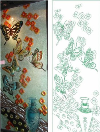 蝴蝶花瓶艺术家装装饰画