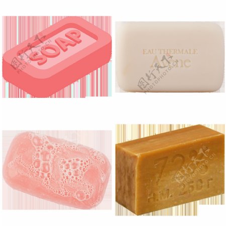 四块不同颜色肥皂免抠png透明图层素材