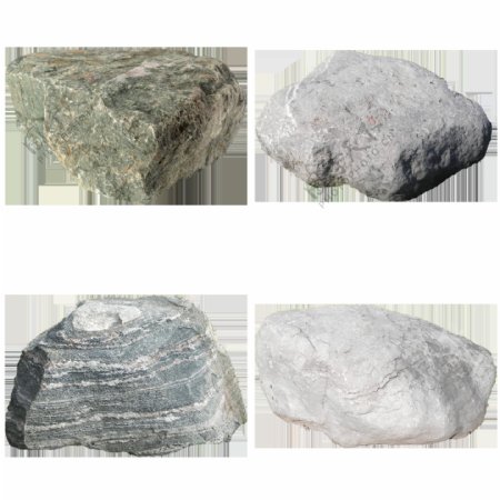 四块灰色石头免抠png透明图层素材