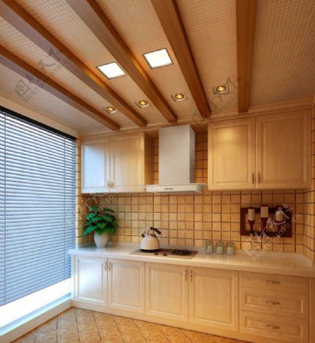 简约风室内设计厨房暖色调效果图