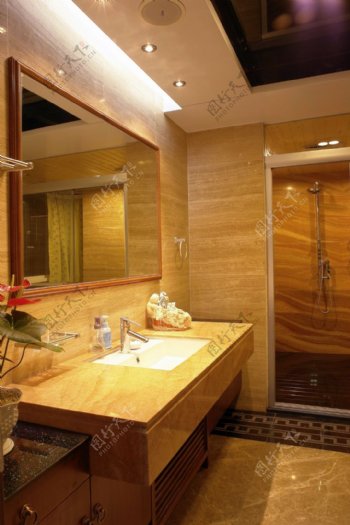 别墅室内洗手台现代豪华淋浴房装修效果图