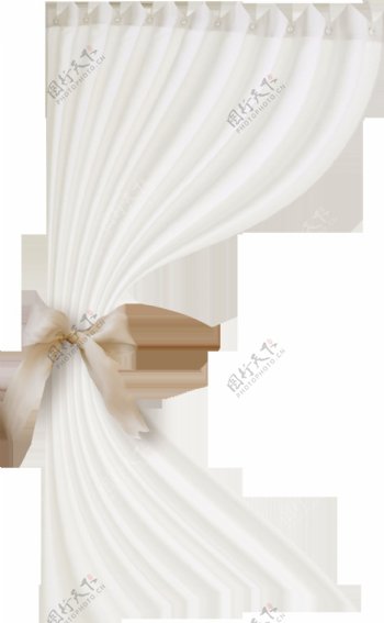 白色丝滑窗帘元素