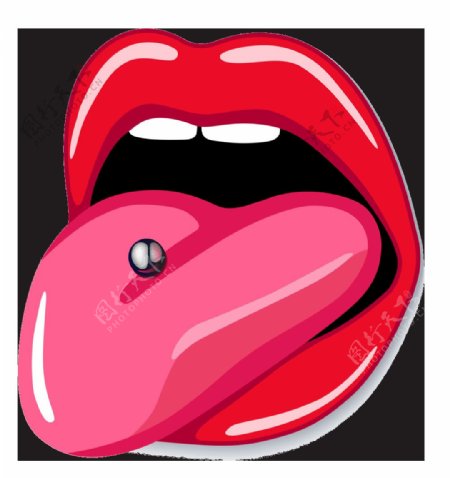 性感红唇舌头免抠png透明图层素材