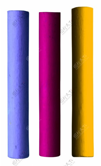 三支不同颜色粉笔免抠png透明图层素材
