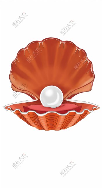红色外壳白色珍珠PSD元素素材