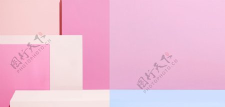 简约粉色方块banner背景素材