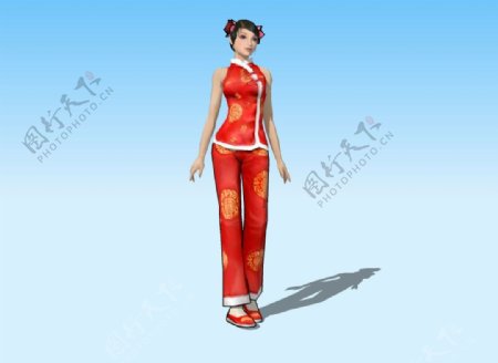 红衣少女3D模型