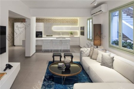 大户型现代风格客厅白色沙发室内装修效果图