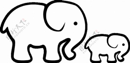 卡通大象母子免抠png透明素材