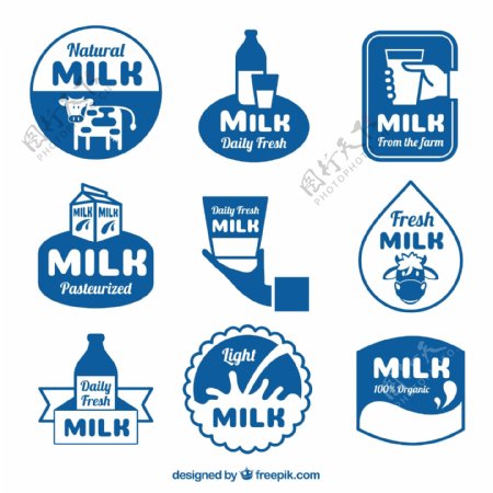卡通牛奶收集贴纸