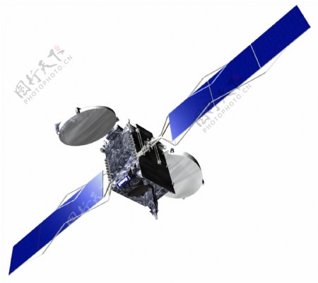展开的蓝色电池板人造卫星免抠png素材