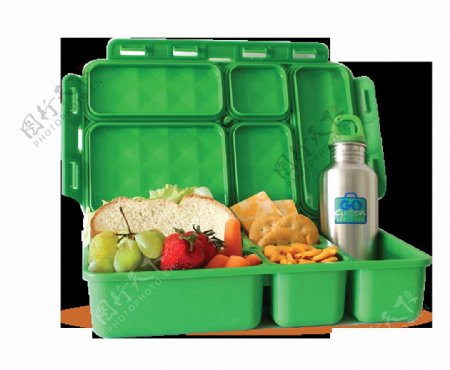 绿色塑料多功能饭盒免抠png透明图层素材