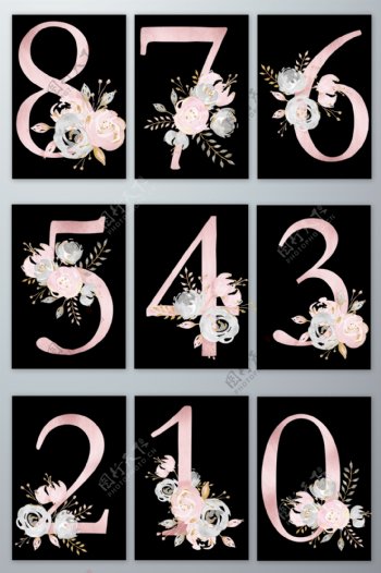 粉色花瓣数字设计