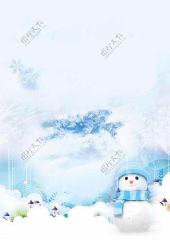 浪漫冬季雪人背景