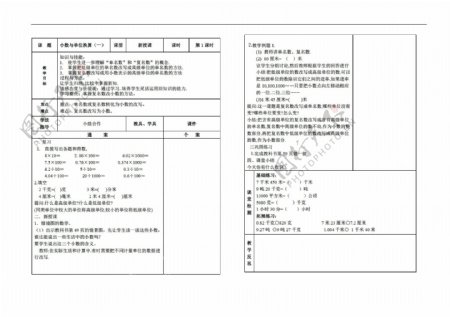 数学四年级下小数与单位换算