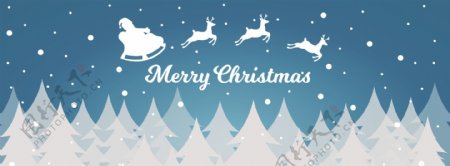 抽象白色圣诞树banner背景图