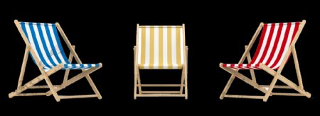 手绘沙滩晒太阳椅子png透明素材