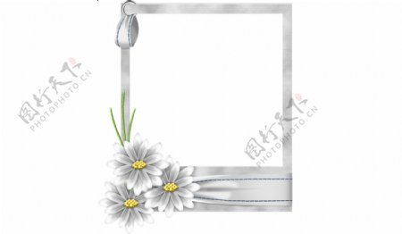 手绘白色花卉边框免抠psd透明素材