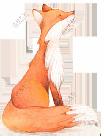 可爱狐狸卡通水彩透明素材