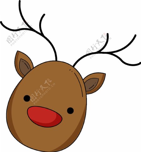 卡通可爱圣诞麋鹿头像PNG元素