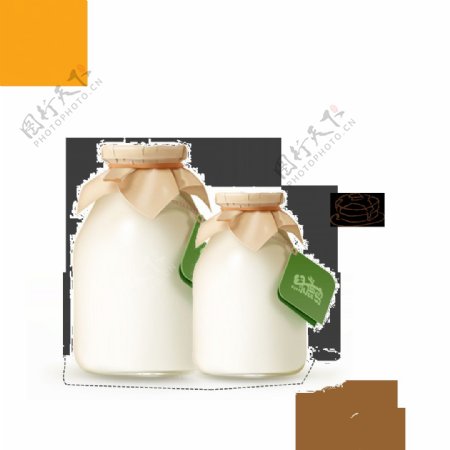 创意白色牛奶png元素素材