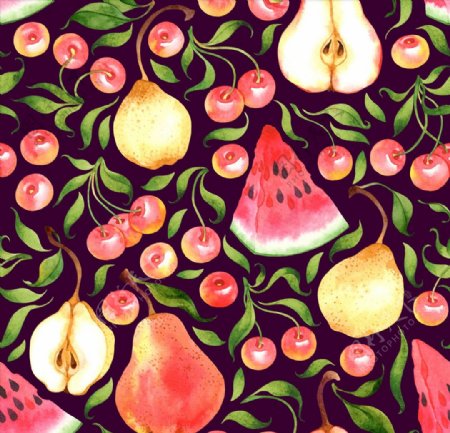 水彩绘水果背景插画