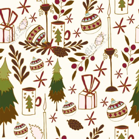 圣诞节日树木小物件背景jpg背景素材