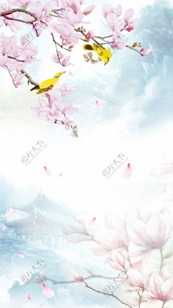 中国风花朵元素背景