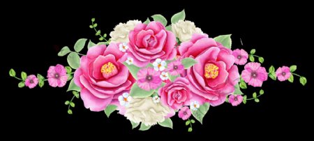 手绘水彩玫瑰花群画png透明素材