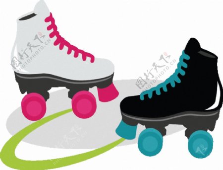 手绘彩色溜冰鞋免抠png透明素材