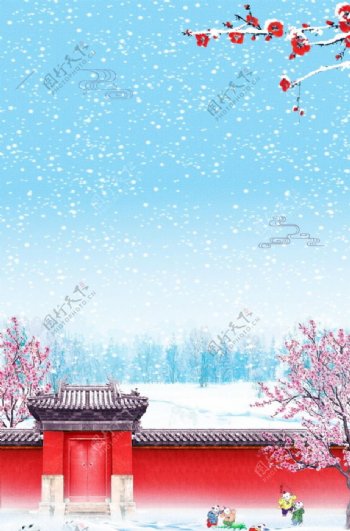 喜庆春节红墙背景