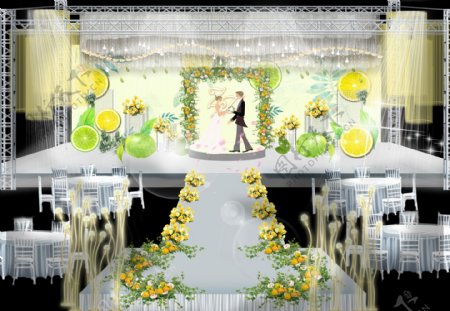 柠檬主题婚礼效果图