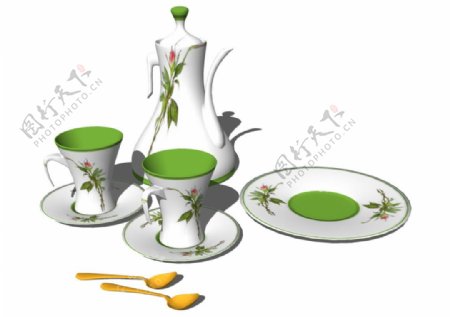 茶壶配套装饰品模型效果图